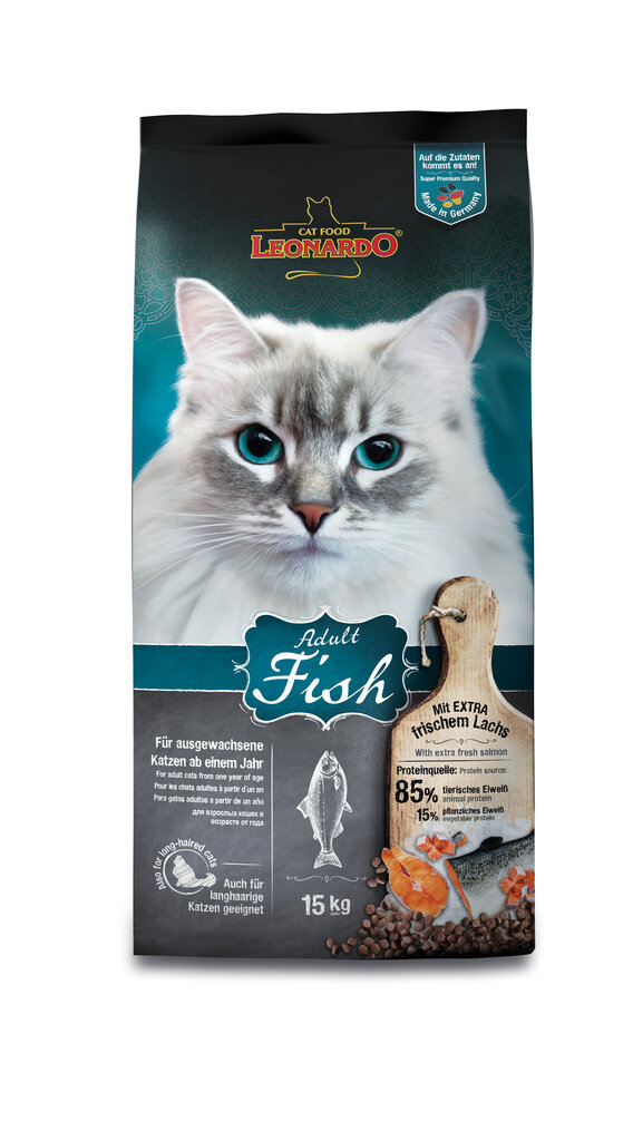 Leonardo Adult Fish & Rice katėms nuo 1 metų su žuvimi 15 kg цена и информация | Sausas maistas katėms | pigu.lt