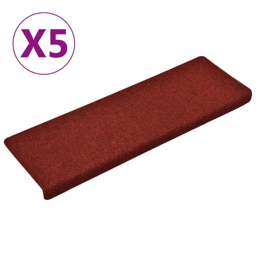 Laiptų kilimėliai, 5 vnt., tamsiai raudoni kaina ir informacija | Kilimai | pigu.lt