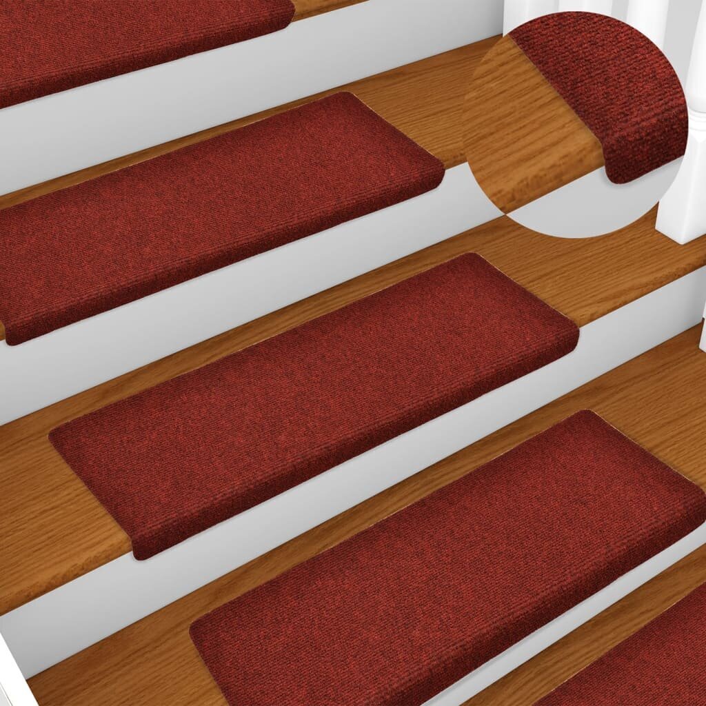 Laiptų kilimėliai, 5 vnt., tamsiai raudoni kaina ir informacija | Kilimai | pigu.lt