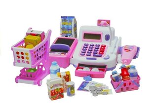 Didelis žaislinis kasos aparatas su skaičiuotuvu + pirkinių krepšelis kaina ir informacija | Žaislai mergaitėms | pigu.lt