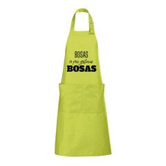 Universali, ilga prijuostė Bosas yra bosas su kišenėmis, geltona kaina ir informacija | Virtuviniai rankšluosčiai, pirštinės, prijuostės | pigu.lt