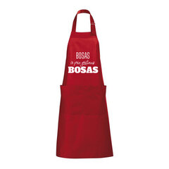 Universali, ilga prijuostė Bosas yra bosas su kišenėmis, raudona kaina ir informacija | Virtuviniai rankšluosčiai, pirštinės, prijuostės | pigu.lt