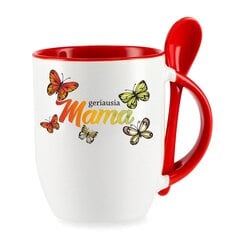 Elegantiškas puodelis su šaukšteliu Geriausia mama, 325 ml kaina ir informacija | Originalūs puodeliai | pigu.lt
