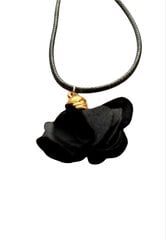 Колье с черным цветком-подвеской на плетеном черном кожаном шнурке с регулируемой по длине застежкой. цена и информация | Аксессуары для детей | pigu.lt