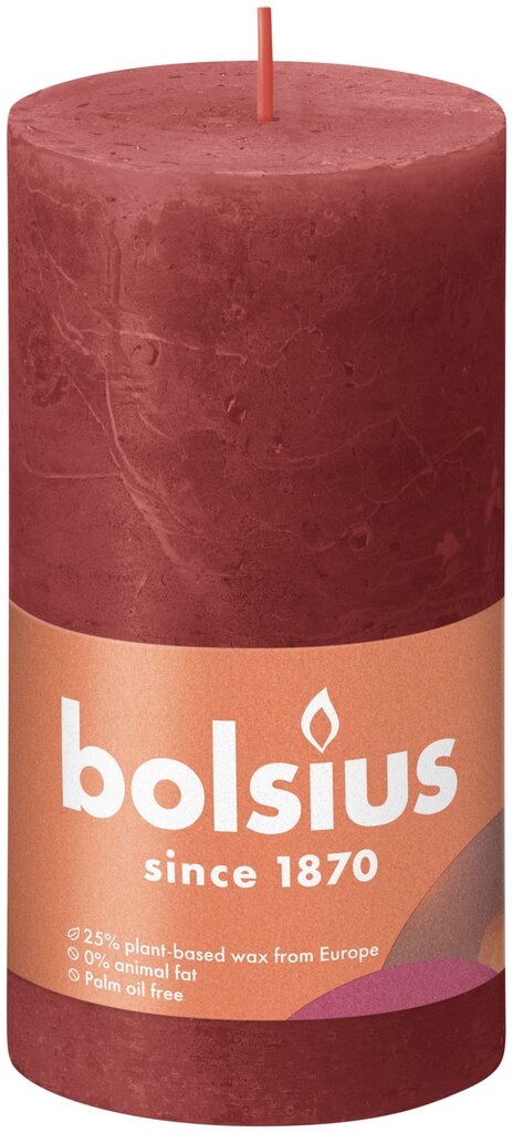 Kvapioji žvakė Bolsius Rustic Shine Delicate Red kaina ir informacija | Žvakės, Žvakidės | pigu.lt