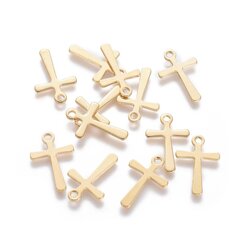 Кулон "Крест" из нержавеющей стали 304, 15х10х0,7 мм., 2 шт. цена и информация | Принадлежности для изготовления украшений, бисероплетения | pigu.lt
