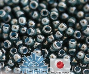 Бисер TOHO® Seed Beads, прозрачный, блестящий, изумрудно-зеленый / джинсовый синий, 11/0 (2,2 мм) 10 г. цена и информация | Принадлежности для изготовления украшений, бисероплетения | pigu.lt