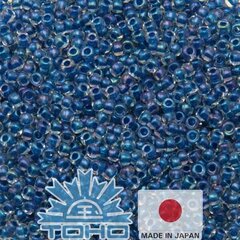 Бисер TOHO® Seed Beads Inside-Color Lustre Crystal / Dk Capri-Lined 11/0 (2,2 мм) 10 г. цена и информация | Принадлежности для изготовления украшений, бисероплетения | pigu.lt