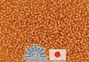 Бисер TOHO® Seed Beads Inside-Color Lt Topaz / Peach-Lined 11/0 (2,2 мм) 10 г. цена и информация | Принадлежности для изготовления украшений, бисероплетения | pigu.lt