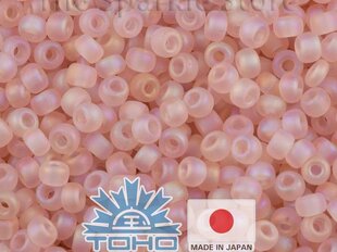 TOHO® Biseris Transparent-Rainbow-Frosted Rosaline 11/0 (2,2 mm) 10 g. kaina ir informacija | Papuošalų gamybai, vėrimui | pigu.lt