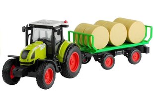 Traktorius su priekaba, su šienu 37,5 cm kaina ir informacija | Žaislai berniukams | pigu.lt