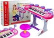 Pianinas su mikrofonu ir kėde, USB, rožinis kaina ir informacija | Lavinamieji žaislai | pigu.lt