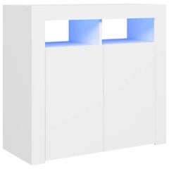 Šoninė spintelė su LED apšvietimu, baltos spalvos, 80x35x75 cm цена и информация | Шкафчики в гостиную | pigu.lt