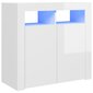 Šoninė spintelė su LED apšvietimu, balta, 80x35x75 cm, blizgi kaina ir informacija | Svetainės spintelės | pigu.lt