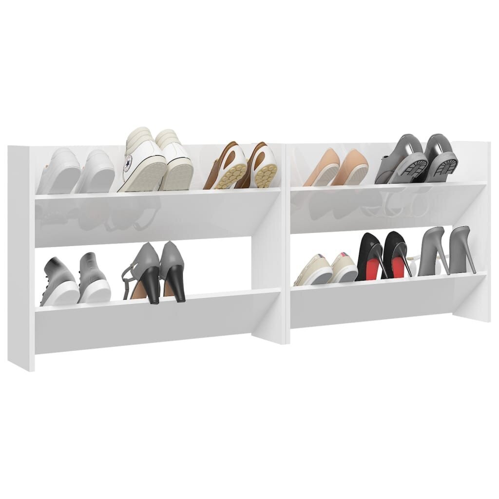 Sieninės spintelės batams, 2 vnt., baltos, 80x18x60 cm kaina ir informacija | Batų spintelės, lentynos ir suolai | pigu.lt