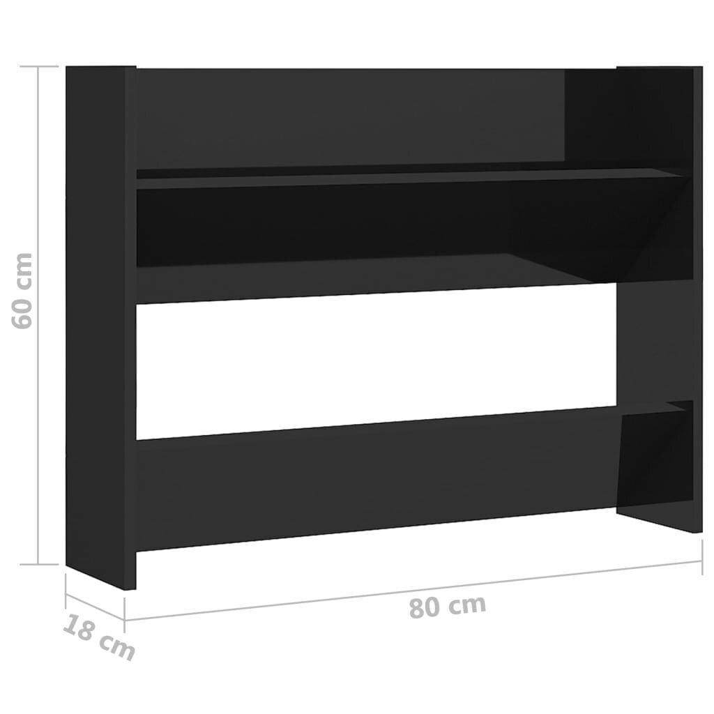 Sieninės spintelės batams, 2 vnt., juodos, 80x18x60 cm цена и информация | Batų spintelės, lentynos ir suolai | pigu.lt