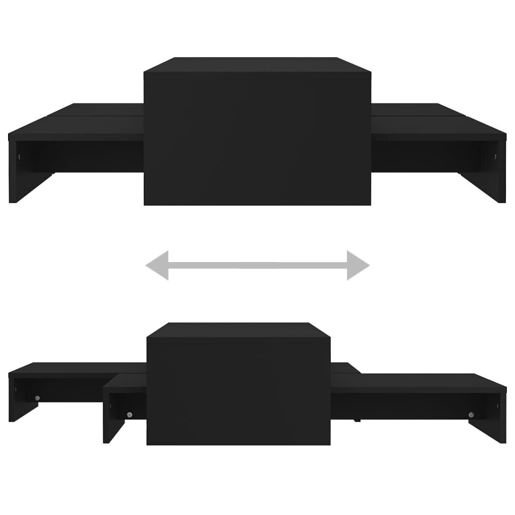 Sudedamų kavos staliukų rinkinys, 100x100x26,5 cm, juodas kaina ir informacija | Kavos staliukai | pigu.lt