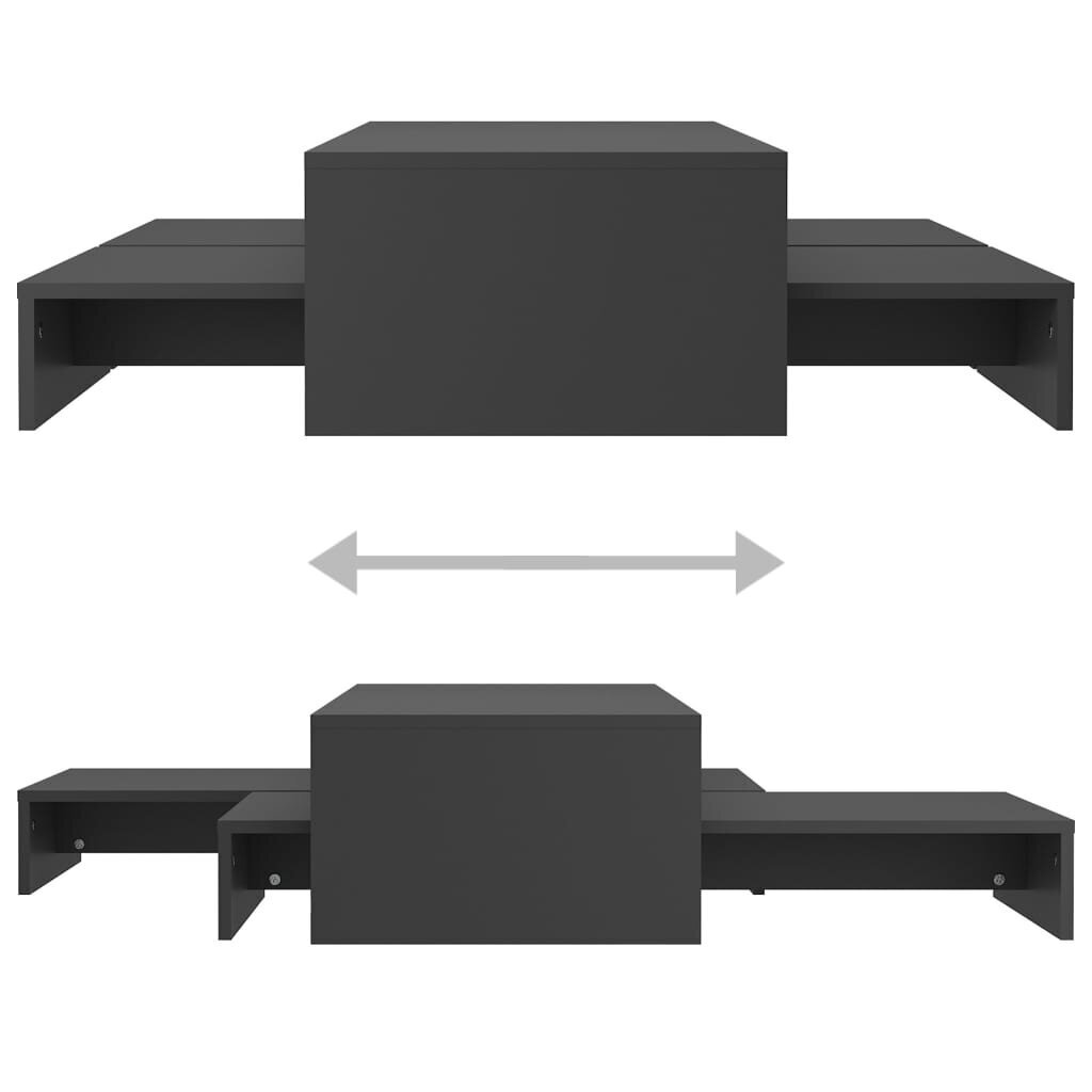 Sudedamų kavos staliukų rinkinys, 100x100x26,5 cm, pilkas kaina ir informacija | Kavos staliukai | pigu.lt
