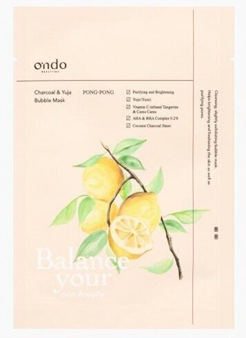 Valomoji burbuliukų kaukė Ondo Beauty 36.5 Charcoal & Yuja, 25 ml kaina ir informacija | Veido kaukės, paakių kaukės | pigu.lt