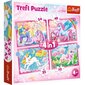 4 dėlionių rinkinys „Vienaragiai“ Trefl цена и информация | Dėlionės (puzzle) | pigu.lt