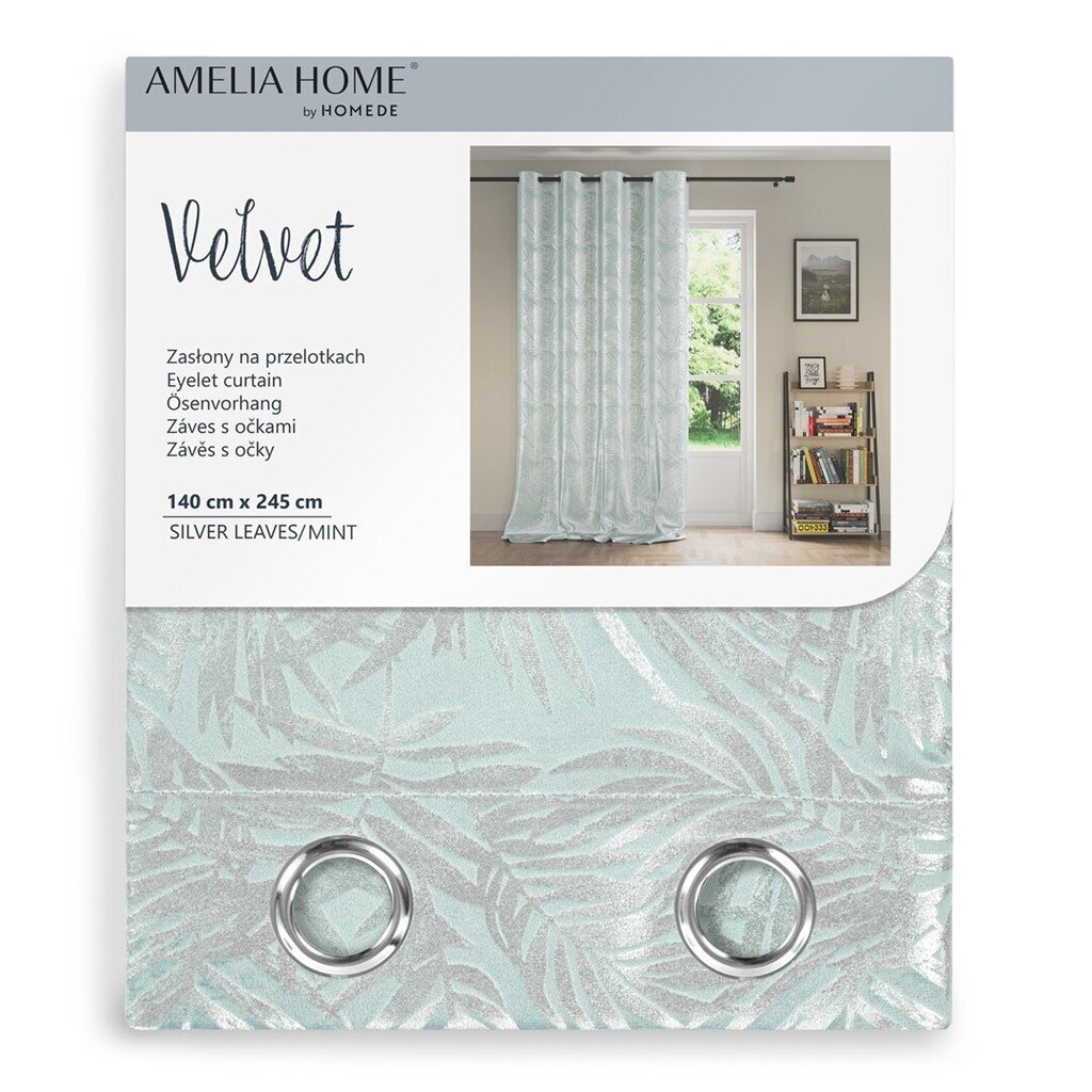 AmeliaHome užuolaida Velvet Silver Leaves kaina ir informacija | Užuolaidos | pigu.lt