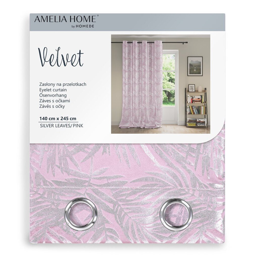 AmeliaHome užuolaida Velvet Silver Leaves цена и информация | Užuolaidos | pigu.lt