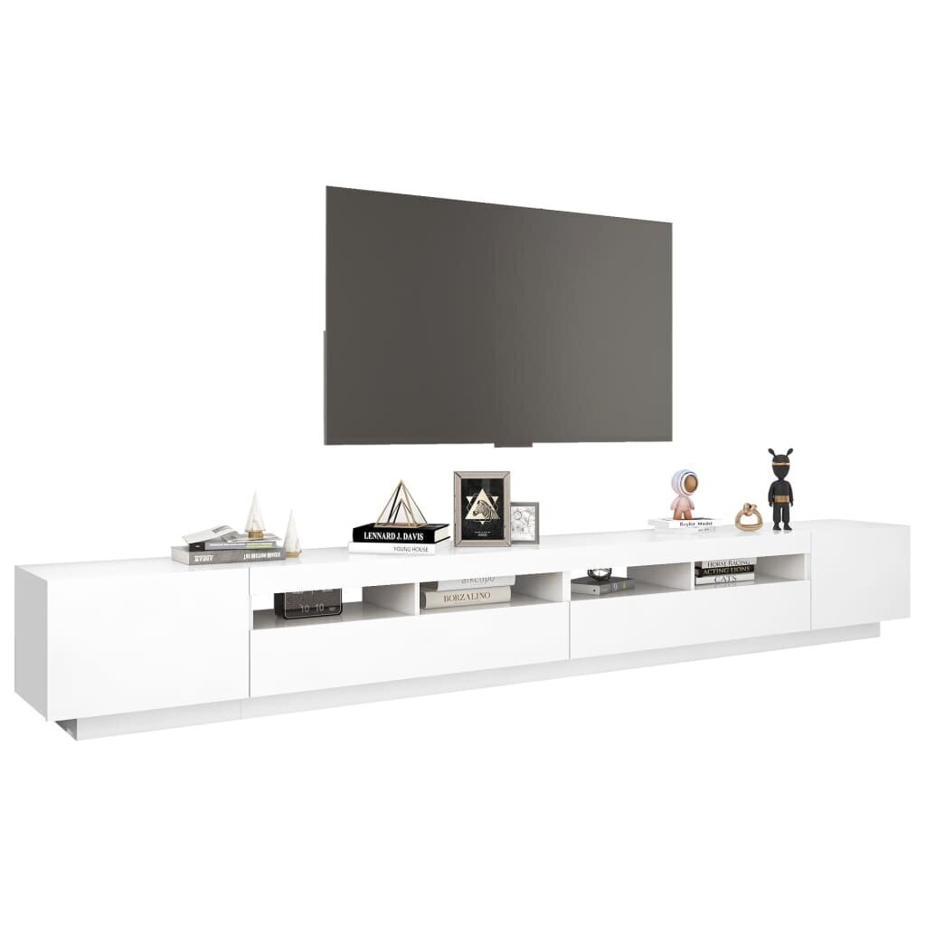 Televizoriaus spintelė su LED apšvietimu, 300x35x40 cm, balta kaina ir informacija | TV staliukai | pigu.lt