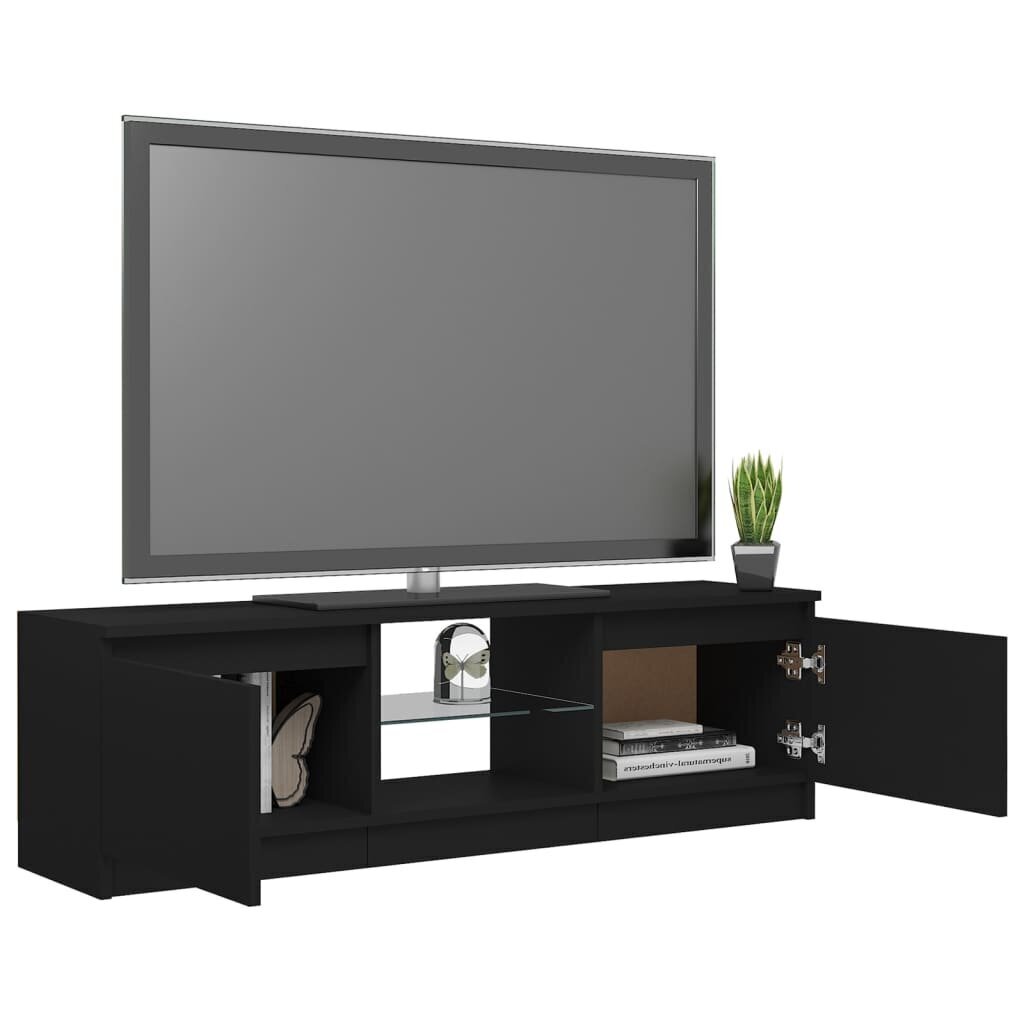 TV spintelė su LED apšvietimu, 120x30x35,5 cm, juoda kaina ir informacija | TV staliukai | pigu.lt