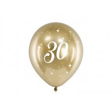Воздушные шары глянцевые 30 см, «30», золото (1 шт. / 6 шт.) цена и информация | Шарики | pigu.lt