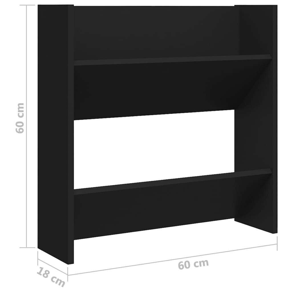 Sieninės spintelės batams, 4 vnt., juodos, 60x18x60 cm kaina ir informacija | Batų spintelės, lentynos ir suolai | pigu.lt