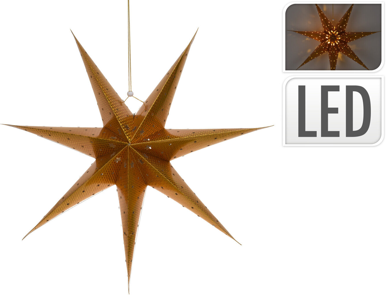 Dekoracija Popierinė žvaigždė su LED apšvietimu 60 cm цена и информация | Kalėdinės dekoracijos | pigu.lt