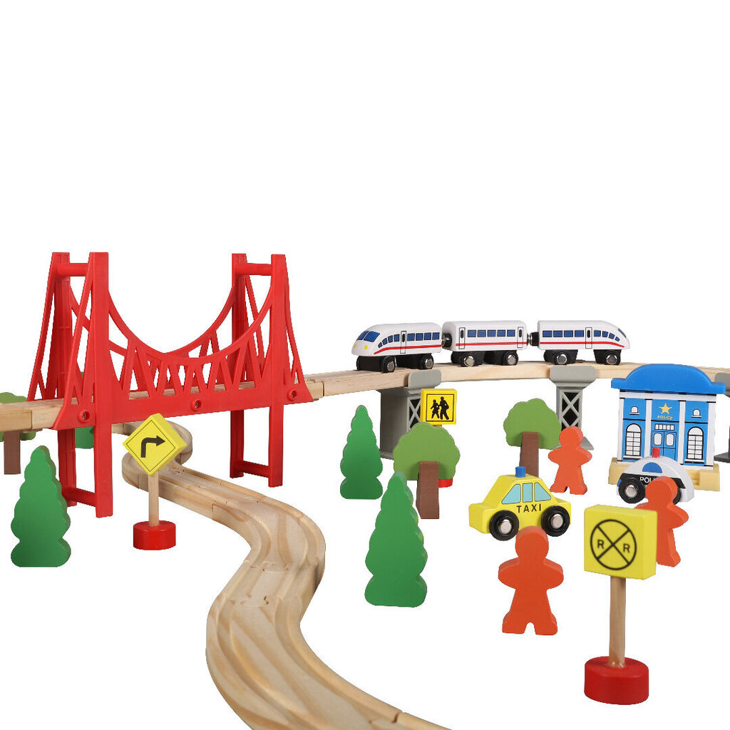 Medinė traukinio trasa Phoohi, 67 vnt. kaina ir informacija | Žaislai berniukams | pigu.lt