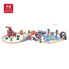 Medinė traukinio trasa, 80 vnt. kaina ir informacija | Žaislai berniukams | pigu.lt