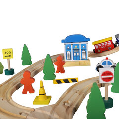 Деревянный железнодорожный путь Phoohi, 92 шт. цена и информация | Игрушки для мальчиков | pigu.lt