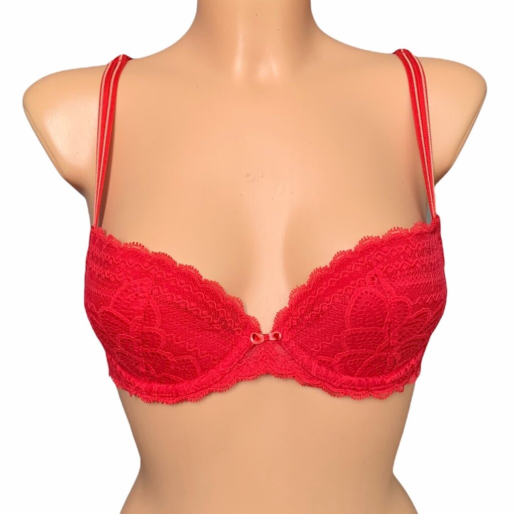 Liemenėlė Chantelle Merci Push Up Plunge Demi Bra Poppy Red цена и информация | Liemenėlės | pigu.lt