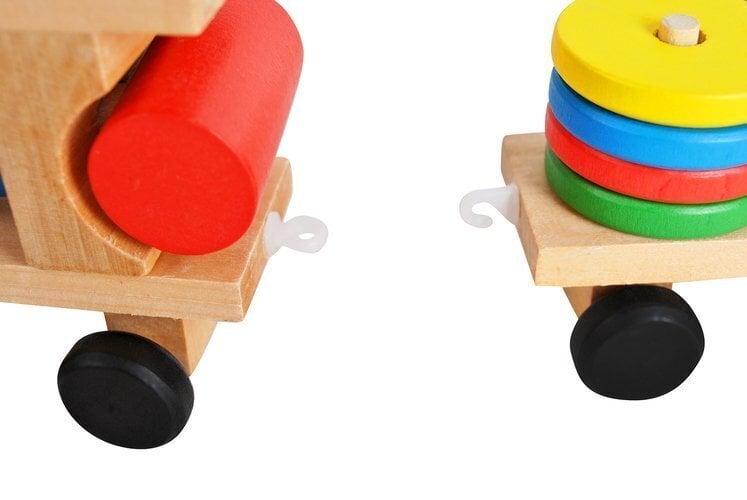 Medinis traukinukas su kaladėlėmis kaina ir informacija | Lavinamieji žaislai | pigu.lt