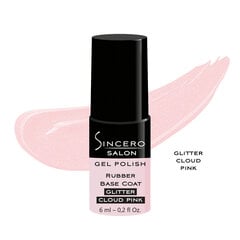 Kaučiukinė bazė Sincero Salon, 6 ml, Glitter Cloud Pink kaina ir informacija | Nagų lakai, stiprintojai | pigu.lt