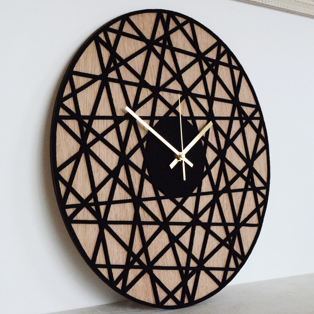 Sieninis medinis su veltinio detalėmis laikrodis POLYGONAL kaina ir informacija | Laikrodžiai | pigu.lt