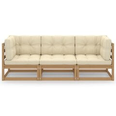 Trivietė sodo sofa su pagalvėlėmis, ruda цена и информация | Садовые стулья, кресла, пуфы | pigu.lt