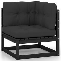 Sodo komplektas su pagalvėlėmis vidaXL, 8 dalių, pušies masyvas, juodas цена и информация | Комплекты уличной мебели | pigu.lt