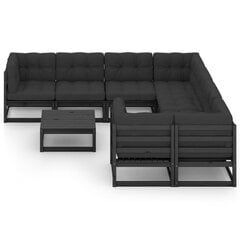 Sodo baldų komplektas su pagalvėmis, 9 dalių, juodas kaina ir informacija | Lauko baldų komplektai | pigu.lt