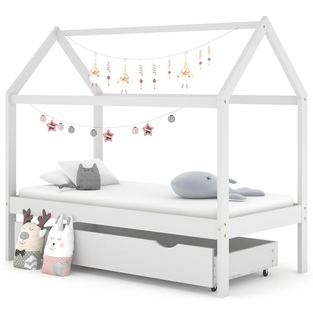 Vaikiškos lovos rėmas su stalčiumi, 80x160 cm, baltas цена и информация | Vaikiškos lovos | pigu.lt