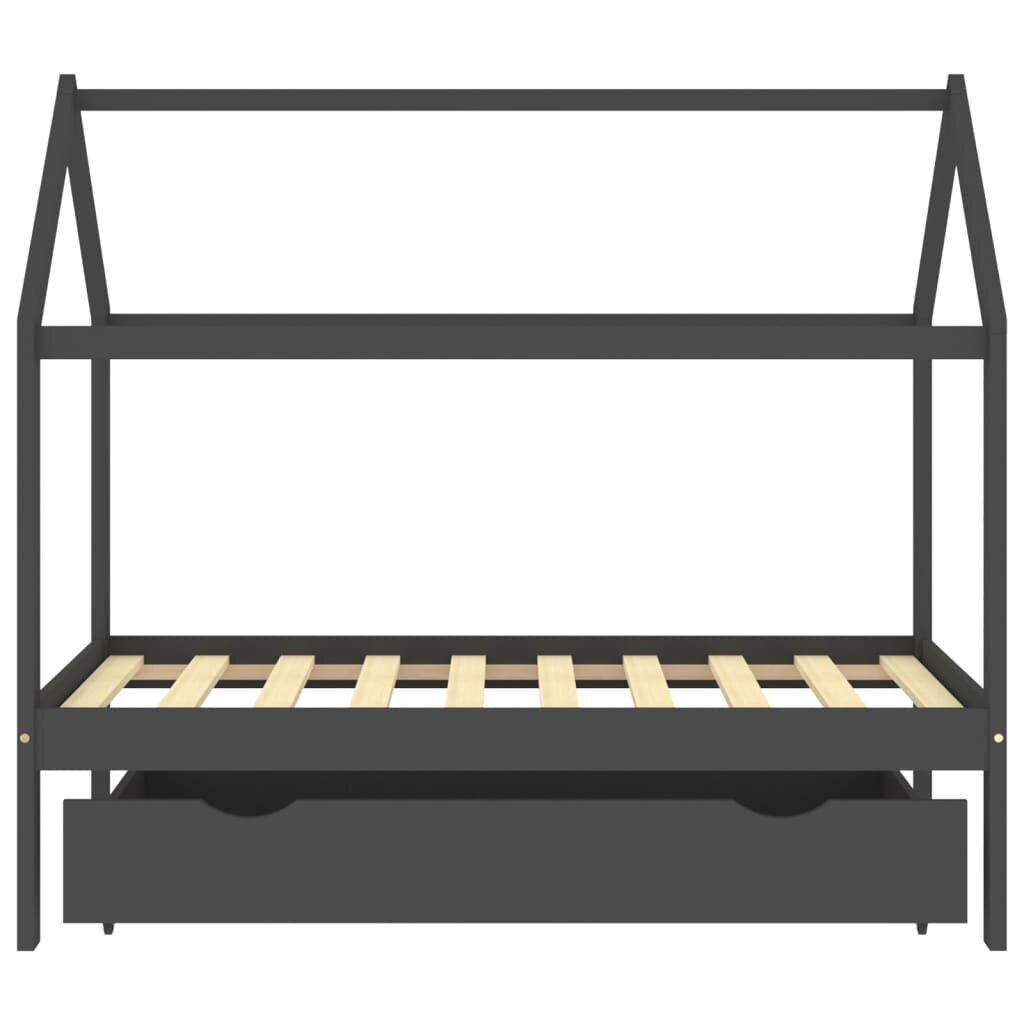 Vaikiškos lovos rėmas su stalčiumi, 80x160 cm, pilkas цена и информация | Vaikiškos lovos | pigu.lt