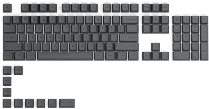 Glorious PC Gaming Race GPBT Keycaps Black Ash 114 vnt. kaina ir informacija | Klaviatūros | pigu.lt