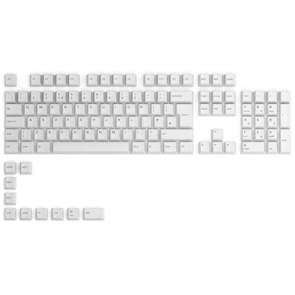 Glorious PC Gaming Race GPBT Keycaps Arctic White 114 vnt. цена и информация | Klaviatūros | pigu.lt