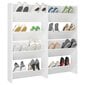Sieninės spintelės batams, 4 vnt., baltos, 60x18x60 cm цена и информация | Batų spintelės, lentynos ir suolai | pigu.lt