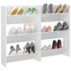 Sieninės spintelės batams, 2 vnt., baltos, 60x18x90 cm цена и информация | Полки для обуви, банкетки | pigu.lt