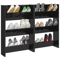 Sieninės spintelės batams, 2 vnt., juodos, 60x18x90 cm цена и информация | Полки для обуви, банкетки | pigu.lt