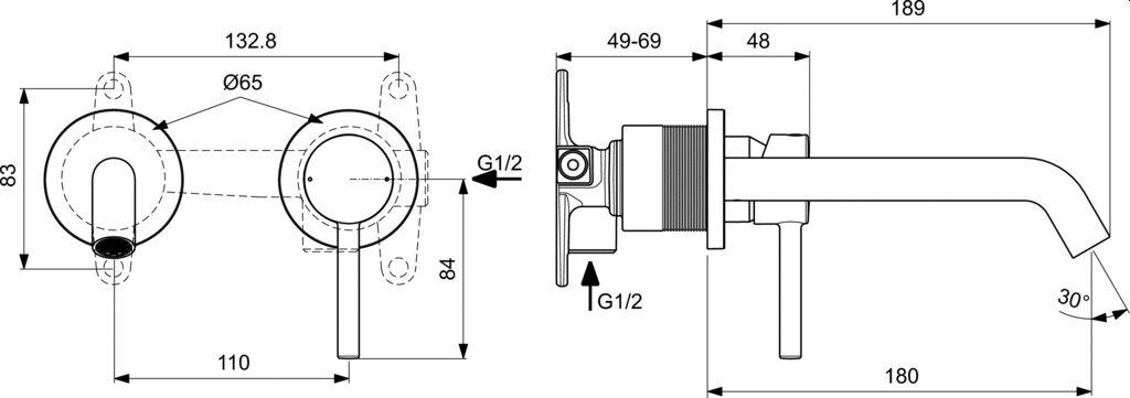 Maišytuvas Ideal Standard Ceraline praustuvui, 180 mm snapas su universalia potinkine dalim, chromas A6938AA, A1313NU цена и информация | Vandens maišytuvai | pigu.lt