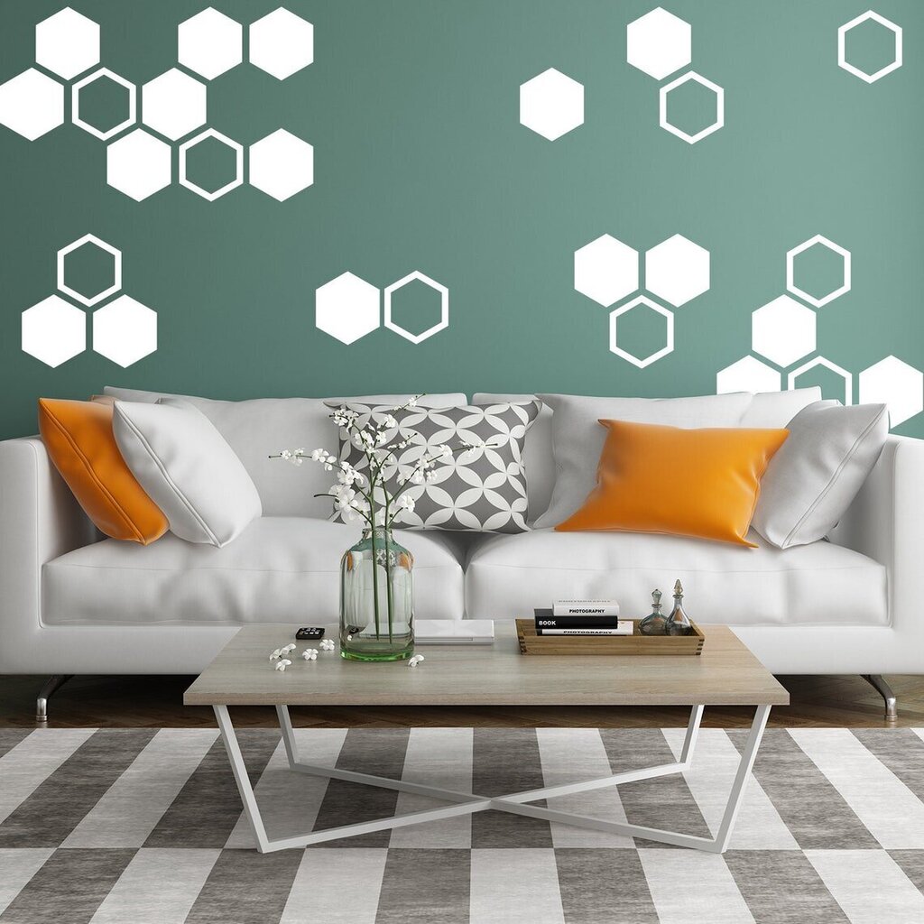 50x bičių korio sienų lipdukų dekoras - geometrinis šešiakampis lipdukas miegamajam ar svetainei цена и информация | Interjero lipdukai | pigu.lt